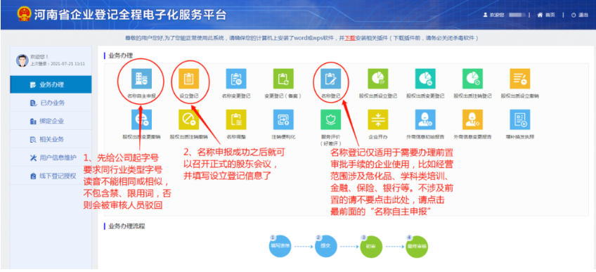 鄭州中原區(qū)國家局核名流程名稱自主核名